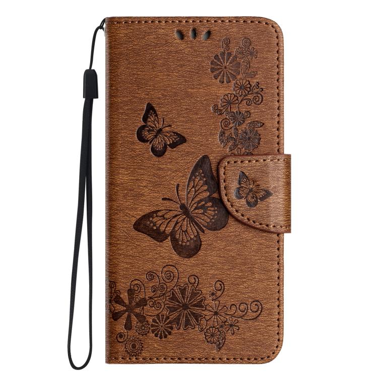 For iPhone 16e Butterfly Embossed Flip Leather Phone Case(Brown) - iPhone 16e Cases by PMC TechLife | Online Shopping South Africa | PMC TechLife | Buy Now Pay Later Mobicred