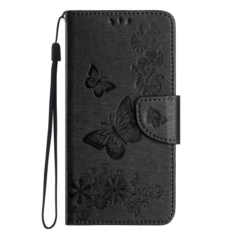 For iPhone 16e Butterfly Embossed Flip Leather Phone Case(Black) - iPhone 16e Cases by PMC TechLife | Online Shopping South Africa | PMC TechLife | Buy Now Pay Later Mobicred
