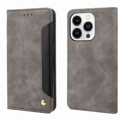 For iPhone 16 Pro Max Skin Feel Splicing Leather Phone Case(Grey) - iPhone 16 Pro Max Cases by PMC Jewellery | Online Shopping South Africa | PMC Jewellery | Buy Now Pay Later Mobicred