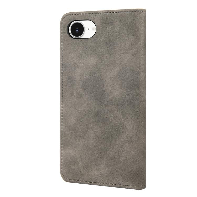 For iPhone 16e Skin Feel Splicing Leather Phone Case(Grey) - iPhone 16e Cases by PMC TechLife | Online Shopping South Africa | PMC TechLife | Buy Now Pay Later Mobicred