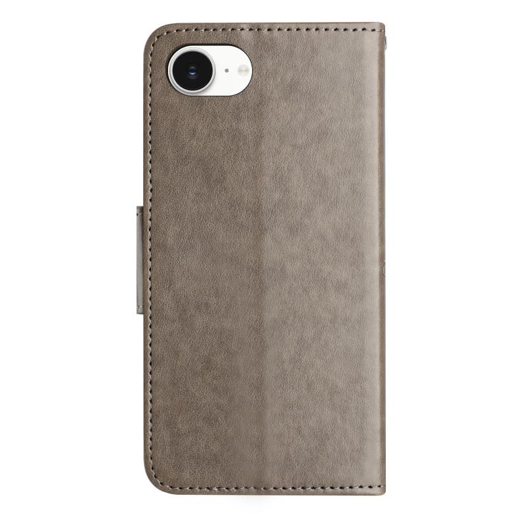 For iPhone 16e Butterfly Flower Pattern Flip Leather Phone Case(Grey) - iPhone 16e Cases by PMC TechLife | Online Shopping South Africa | PMC TechLife | Buy Now Pay Later Mobicred