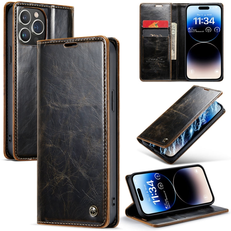 For iPhone 15 Pro CaseMe 003 Crazy Horse Texture Leather Phone Case(Coffee) - iPhone 15 Pro Cases by CaseMe | Online Shopping South Africa | PMC Jewellery | Buy Now Pay Later Mobicred