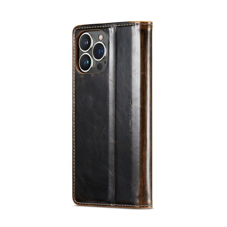 For iPhone 15 Pro CaseMe 003 Crazy Horse Texture Leather Phone Case(Coffee) - iPhone 15 Pro Cases by CaseMe | Online Shopping South Africa | PMC Jewellery | Buy Now Pay Later Mobicred