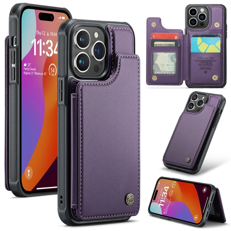 For iPhone 15 Pro Max CaseMe C22 Card Slots Holder RFID Anti-theft Phone Case(Purple) - iPhone 15 Pro Max Cases by CaseMe | Online Shopping South Africa | PMC Jewellery | Buy Now Pay Later Mobicred