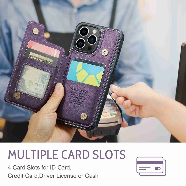 For iPhone 15 Pro CaseMe C22 Card Slots Holder RFID Anti-theft Phone Case(Purple) - iPhone 15 Pro Cases by CaseMe | Online Shopping South Africa | PMC Jewellery | Buy Now Pay Later Mobicred