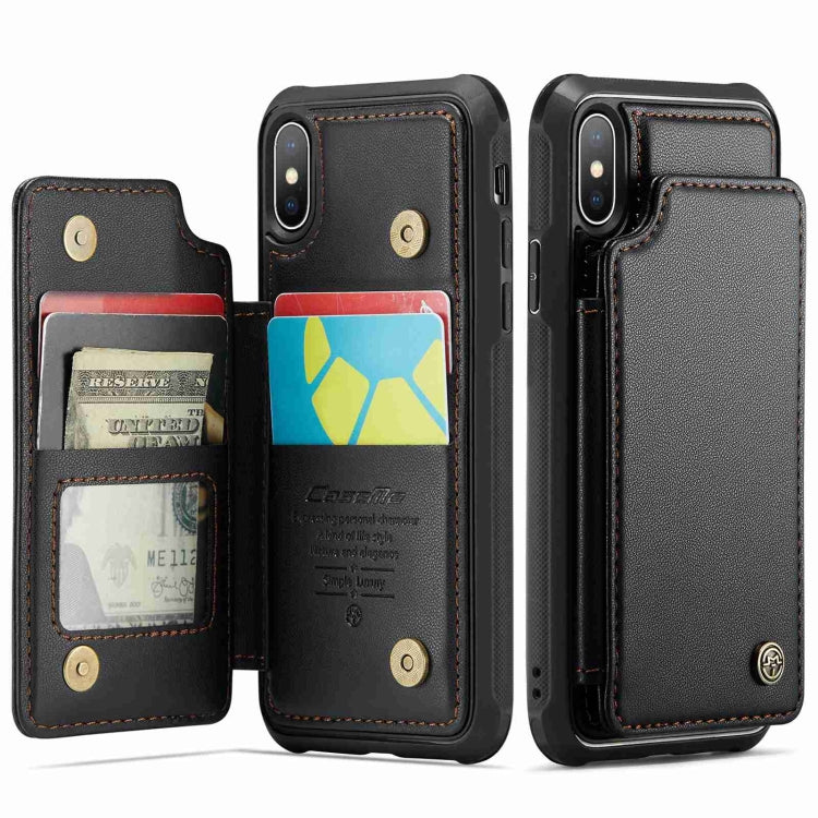 For iPhone XS / X CaseMe C22 Card Slots Holder RFID Anti-theft Phone Case(Black) - More iPhone Cases by CaseMe | Online Shopping South Africa | PMC Jewellery | Buy Now Pay Later Mobicred