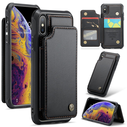 For iPhone XS Max CaseMe C22 Card Slots Holder RFID Anti-theft Phone Case(Black) - More iPhone Cases by CaseMe | Online Shopping South Africa | PMC Jewellery | Buy Now Pay Later Mobicred