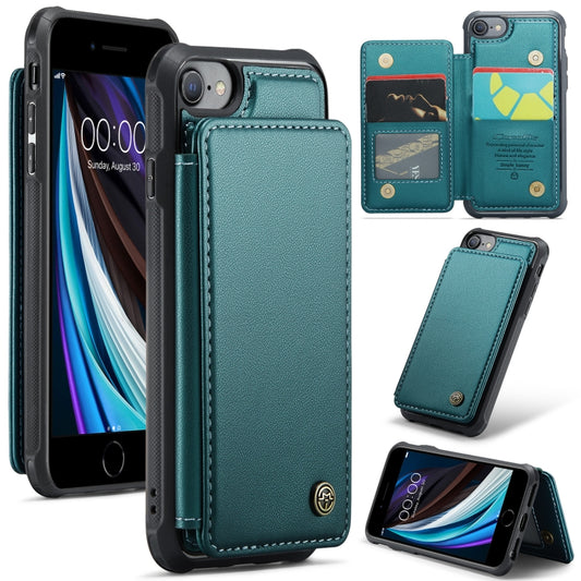 For iPhone SE 2022 / SE 2020 CaseMe C22 Card Slots Holder RFID Anti-theft Phone Case(Blue Green) - iPhone SE 2022 / 2020 / 8 / 7 Cases by CaseMe | Online Shopping South Africa | PMC Jewellery | Buy Now Pay Later Mobicred