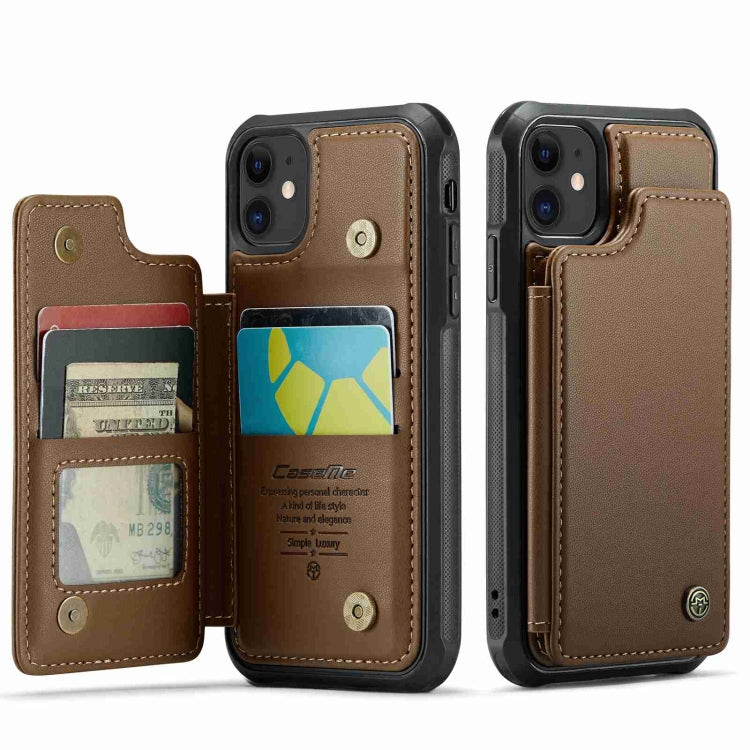 For iPhone 11 CaseMe C22 Card Slots Holder RFID Anti-theft Phone Case(Brown) - iPhone 11 Cases by CaseMe | Online Shopping South Africa | PMC Jewellery | Buy Now Pay Later Mobicred