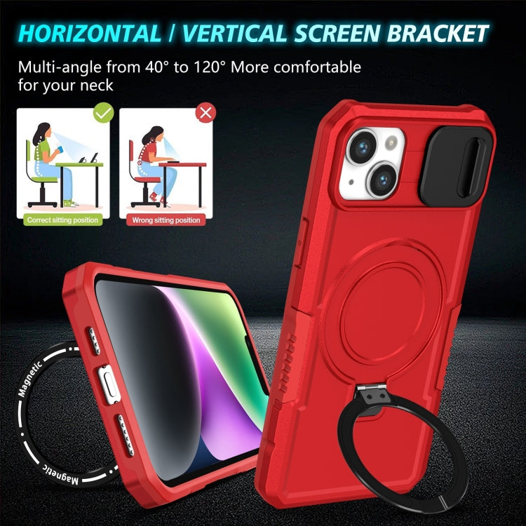 For iPhone 14 Plus Sliding Camshield Magsafe Holder TPU Hybrid PC Phone Case(Red) - iPhone 14 Plus Cases by PMC TechLife | Online Shopping South Africa | PMC TechLife