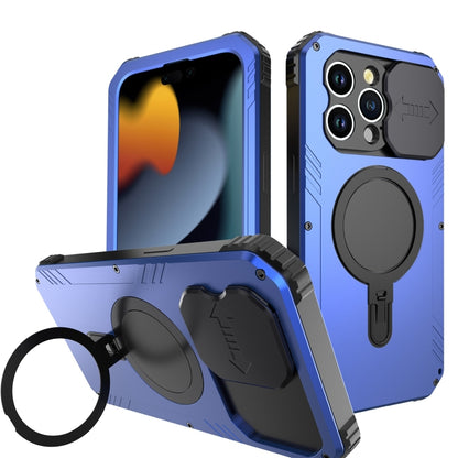 For iPhone 15 Pro Max Camera Shield MagSafe Holder Life Waterproof Phone Case(Blue) - iPhone 15 Pro Max Cases by PMC Jewellery | Online Shopping South Africa | PMC Jewellery