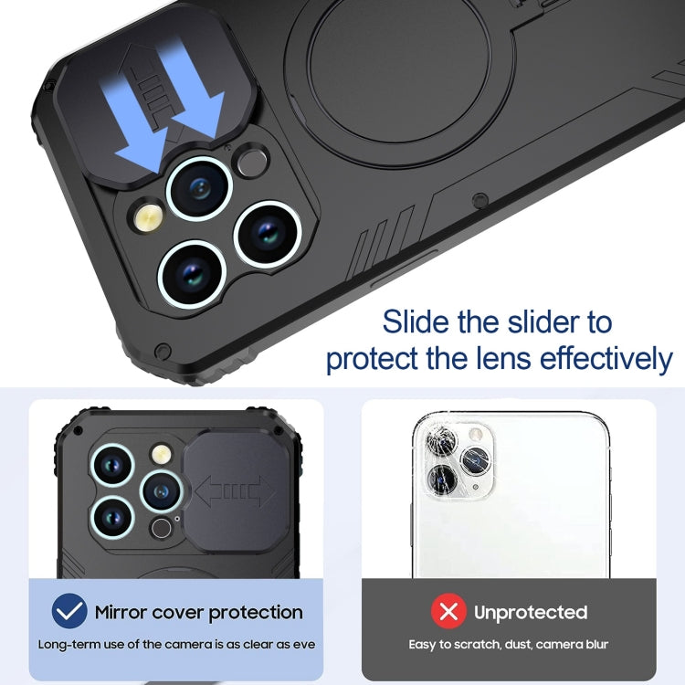 For iPhone 15 Camera Shield MagSafe Holder Life Waterproof Phone Case(Black) - iPhone 15 Cases by PMC Jewellery | Online Shopping South Africa | PMC Jewellery