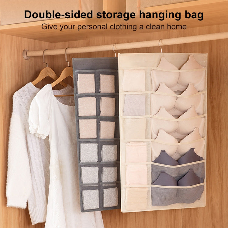 12+24 Grids Underwear Storage Bag Non-woven Double-sided Hanging Storage Bag(Pink) - Storage Bags by PMC TechLife | Online Shopping South Africa | PMC TechLife | Buy Now Pay Later Mobicred