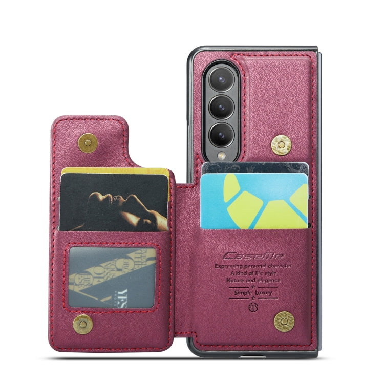 For Samsung Galaxy Z Fold4 5G CaseMe C22 PC+TPU Business Style RFID Anti-theft Leather Phone Case(Wine Red) - Galaxy Z Fold4 5G Cases by CaseMe | Online Shopping South Africa | PMC Jewellery | Buy Now Pay Later Mobicred