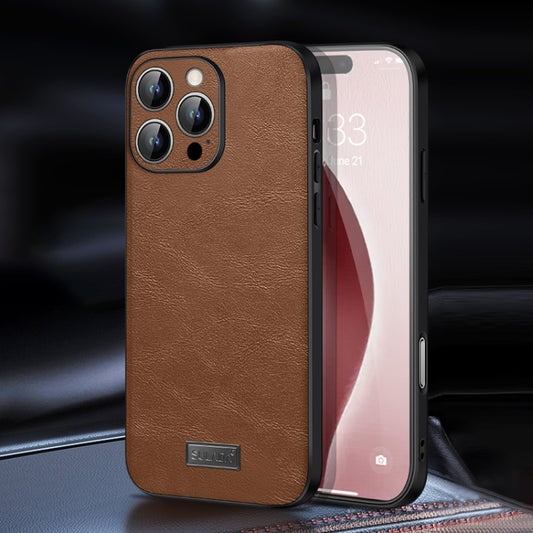 For iPhone 16 Pro SULADA Shockproof TPU Hybrid Handmade Leather Phone Case(Brown) - iPhone 16 Pro Cases by SULADA | Online Shopping South Africa | PMC Jewellery | Buy Now Pay Later Mobicred