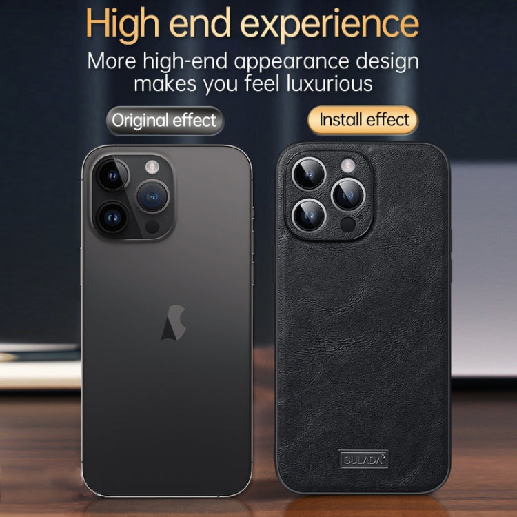 For iPhone 16 Plus SULADA Shockproof TPU Hybrid Handmade Leather Phone Case(Black) - iPhone 16 Plus Cases by SULADA | Online Shopping South Africa | PMC Jewellery | Buy Now Pay Later Mobicred