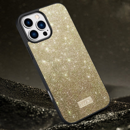 For iPhone 16 Pro Max SULADA Glittery PC Hybrid TPU Handmade Leather Phone Case(Gold) - iPhone 16 Pro Max Cases by SULADA | Online Shopping South Africa | PMC Jewellery | Buy Now Pay Later Mobicred