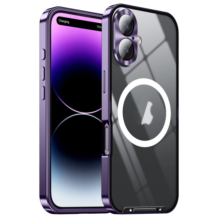 For iPhone 16 Frosted MagSafe Magnetic Metal Phone Case(Purple) - iPhone 16 Cases by PMC Jewellery | Online Shopping South Africa | PMC Jewellery | Buy Now Pay Later Mobicred