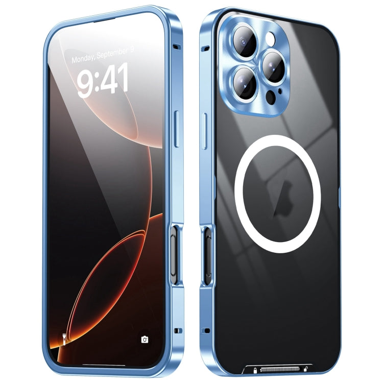 For iPhone 16 Pro Max Frosted MagSafe Magnetic Metal Phone Case(Blue) - iPhone 16 Pro Max Cases by PMC Jewellery | Online Shopping South Africa | PMC Jewellery | Buy Now Pay Later Mobicred