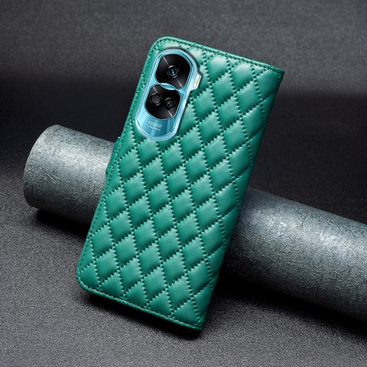 For Honor 90 Lite/X50i Diamond Lattice Wallet Flip Leather Phone Case(Green) - Honor Cases by PMC TechLife | Online Shopping South Africa | PMC TechLife | Buy Now Pay Later Mobicred
