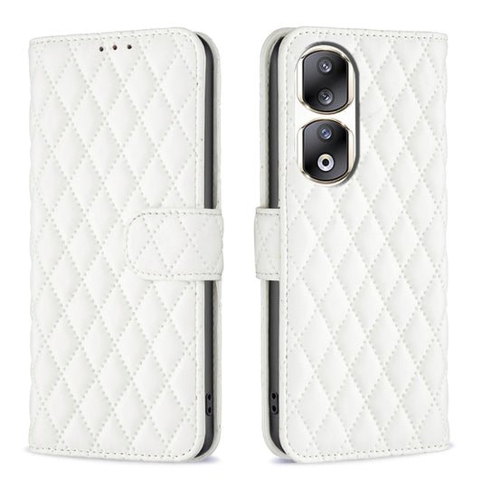 For Honor 90 Pro Diamond Lattice Wallet Flip Leather Phone Case(White) - Honor Cases by PMC Jewellery | Online Shopping South Africa | PMC Jewellery | Buy Now Pay Later Mobicred