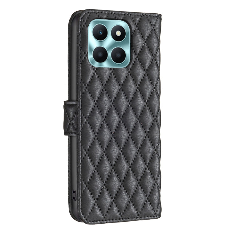 For Honor X6a Diamond Lattice Wallet Flip Leather Phone Case(Black) - Honor Cases by PMC TechLife | Online Shopping South Africa | PMC TechLife | Buy Now Pay Later Mobicred