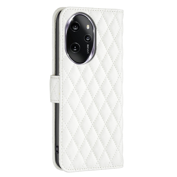 For Honor 100 Pro Diamond Lattice Wallet Flip Leather Phone Case(White) - Honor Cases by PMC TechLife | Online Shopping South Africa | PMC TechLife | Buy Now Pay Later Mobicred