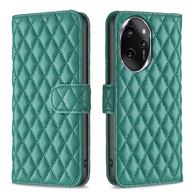 For Honor 100 Pro Diamond Lattice Wallet Flip Leather Phone Case(Green) - Honor Cases by PMC TechLife | Online Shopping South Africa | PMC TechLife | Buy Now Pay Later Mobicred