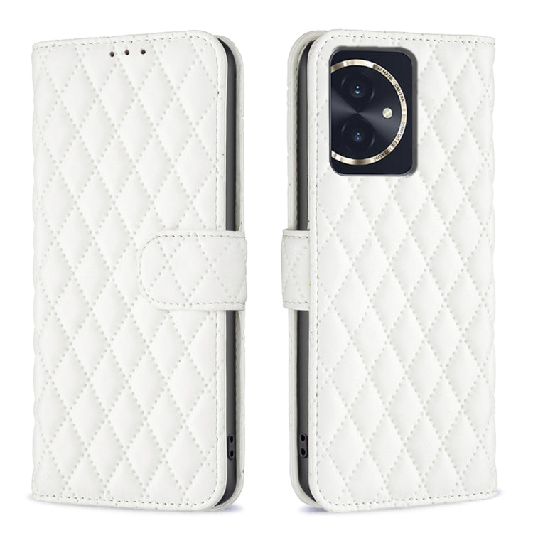 For Honor 100 Diamond Lattice Wallet Flip Leather Phone Case(White) - Honor Cases by PMC TechLife | Online Shopping South Africa | PMC TechLife | Buy Now Pay Later Mobicred