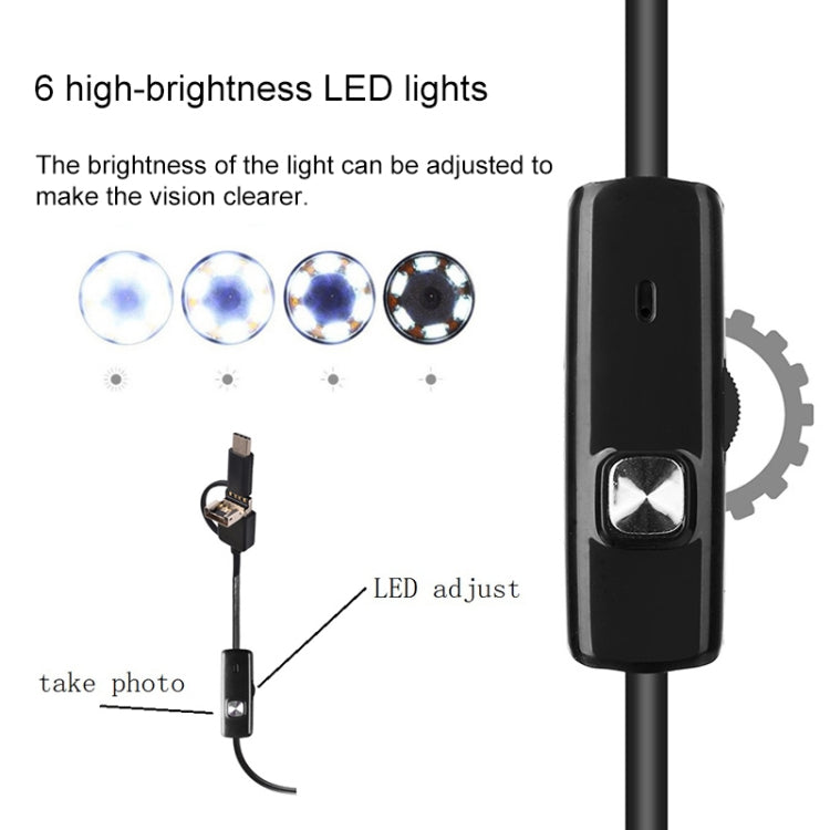 AN100 3 in 1 IP67 Waterproof USB-C / Type-C + Micro USB + USB HD Endoscope Hard Tube Inspection Camera for Parts of OTG Function Android Mobile Phone, with 6 LEDs, Lens Diameter:8mm(Length: 3.5m) -  by PMC Jewellery | Online Shopping South Africa | PMC Jewellery | Buy Now Pay Later Mobicred