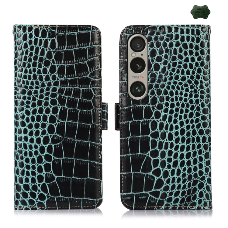 For Sony Xperia 1 VI Crocodile Top Layer Cowhide Leather Phone Case(Green) - free shipping - PMC TechLife - Order now!