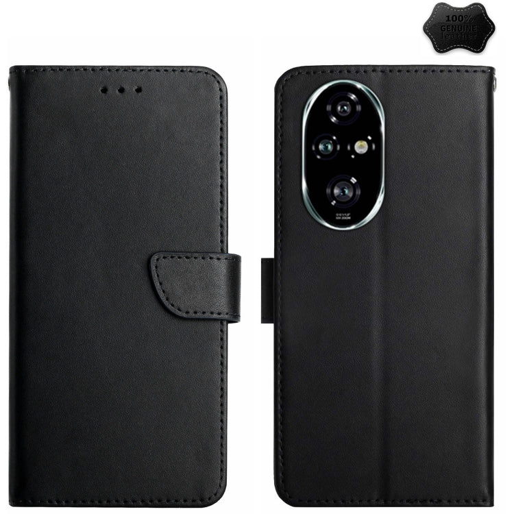 For Honor 200 Pro 5G Global HT02 Genuine Leather Fingerprint-proof Flip Phone Case(Black) - Honor Cases by PMC TechLife | Online Shopping South Africa | PMC TechLife | Buy Now Pay Later Mobicred