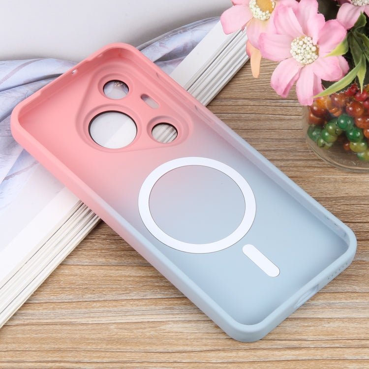 For Huawei Pura 70 Liquid TPU Silicone Gradient MagSafe Phone Case(Pink Blue) - Huawei Cases by PMC Jewellery | Online Shopping South Africa | PMC Jewellery | Buy Now Pay Later Mobicred