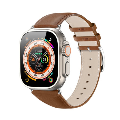 For Apple Watch 9 45mm DUX DUCIS YS Series Genuine Leather Watch Band(Brown) - Watch Bands by DUX DUCIS | Online Shopping South Africa | PMC Jewellery | Buy Now Pay Later Mobicred