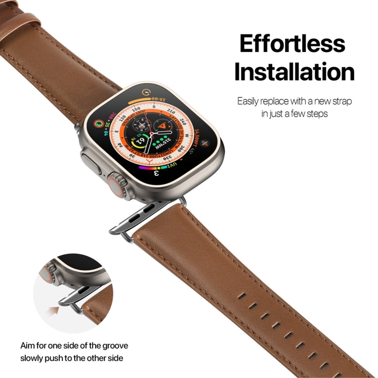 For Apple Watch 8 41mm DUX DUCIS YS Series Genuine Leather Watch Band(Brown) - Watch Bands by DUX DUCIS | Online Shopping South Africa | PMC Jewellery | Buy Now Pay Later Mobicred