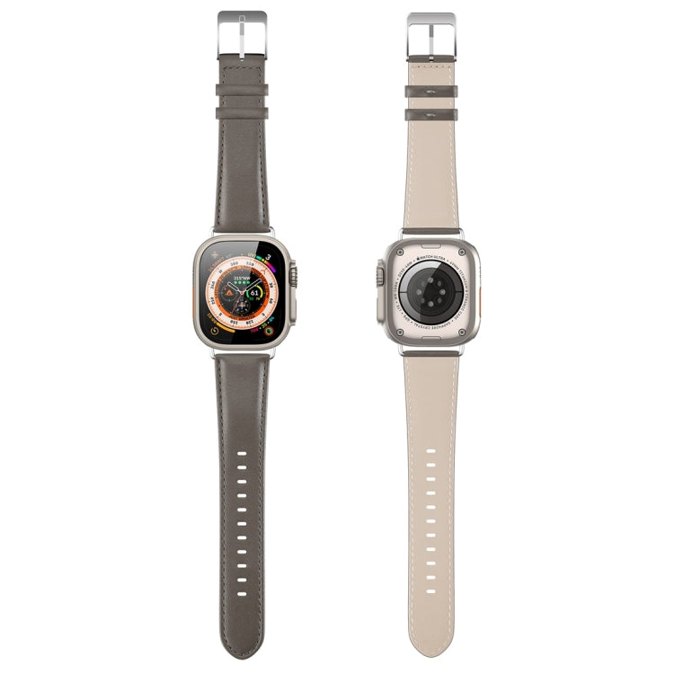 For Apple Watch 5 44mm DUX DUCIS YS Series Genuine Leather Watch Band(Grey) - Watch Bands by DUX DUCIS | Online Shopping South Africa | PMC Jewellery | Buy Now Pay Later Mobicred