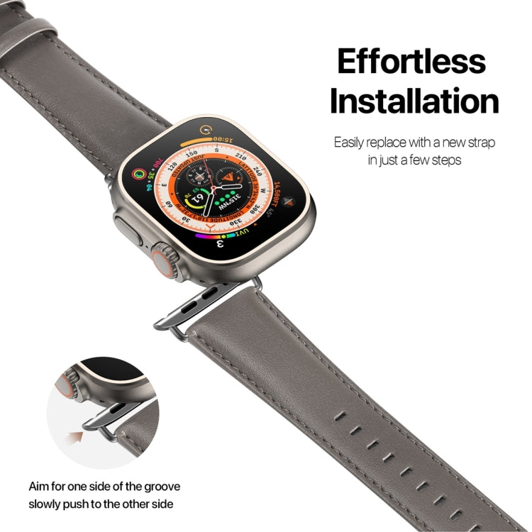 For Apple Watch 5 44mm DUX DUCIS YS Series Genuine Leather Watch Band(Grey) - Watch Bands by DUX DUCIS | Online Shopping South Africa | PMC Jewellery | Buy Now Pay Later Mobicred