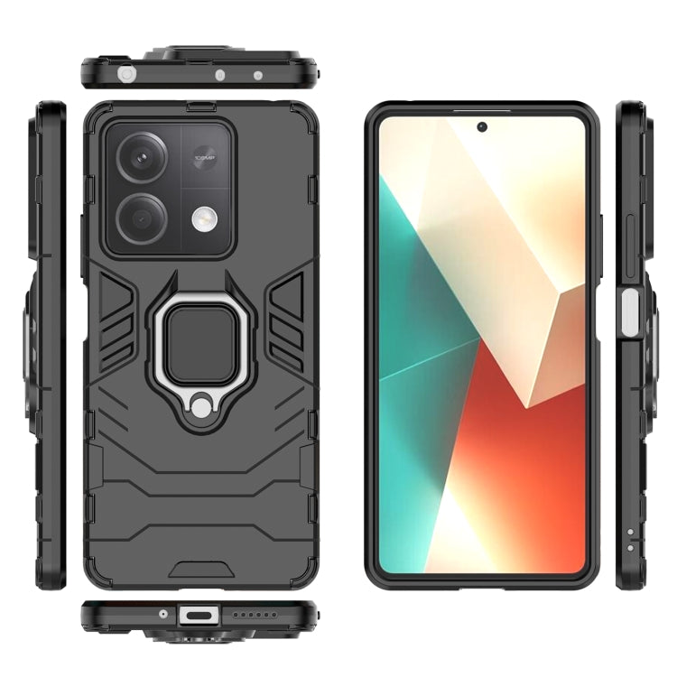 For Xiaomi Redmi Note 13 Shockproof PC + TPU Holder Phone Case(Black) - Xiaomi Cases by PMC TechLife | Online Shopping South Africa | PMC TechLife | Buy Now Pay Later Mobicred