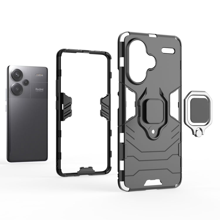 For Xiaomi Redmi Note 13 Pro+ Shockproof PC + TPU Holder Phone Case(Black) - Xiaomi Cases by PMC TechLife | Online Shopping South Africa | PMC TechLife | Buy Now Pay Later Mobicred