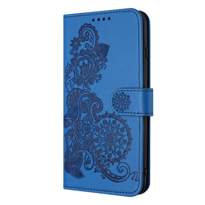 For Samsung Galaxy S22 Datura Flower Embossed Flip Leather Phone Case(Blue) - Galaxy S22 5G Cases by PMC Jewellery | Online Shopping South Africa | PMC Jewellery