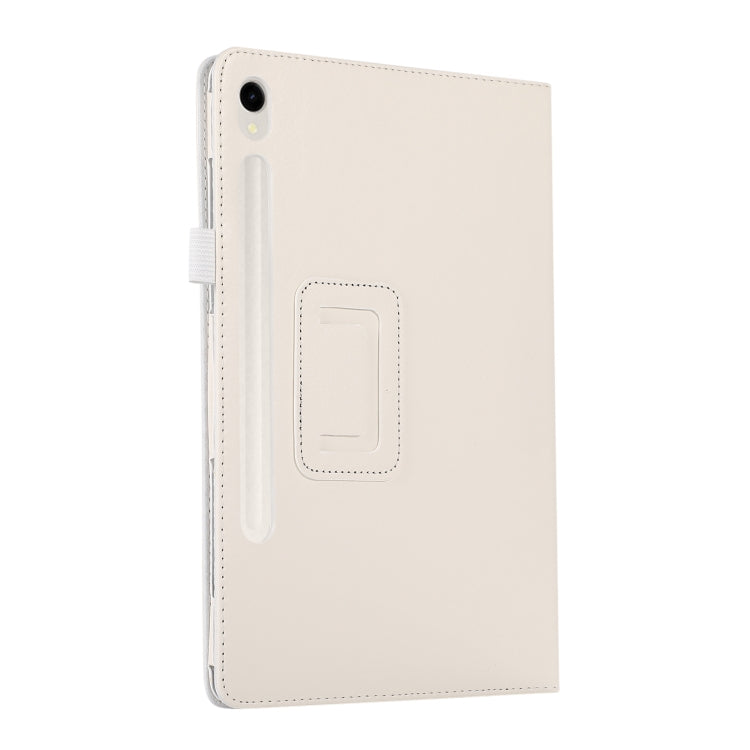 For Samsung Galaxy Tab S9 Litchi Texture Leather Tablet Case with Holder(White) - Other Galaxy Tab PC by PMC Jewellery | Online Shopping South Africa | PMC Jewellery | Buy Now Pay Later Mobicred