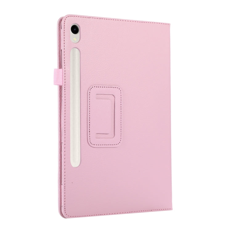 For Samsung Galaxy Tab S9 Ultra Litchi Texture Leather Tablet Case with Holder(Pink) - Other Galaxy Tab PC by PMC TechLife | Online Shopping South Africa | PMC TechLife