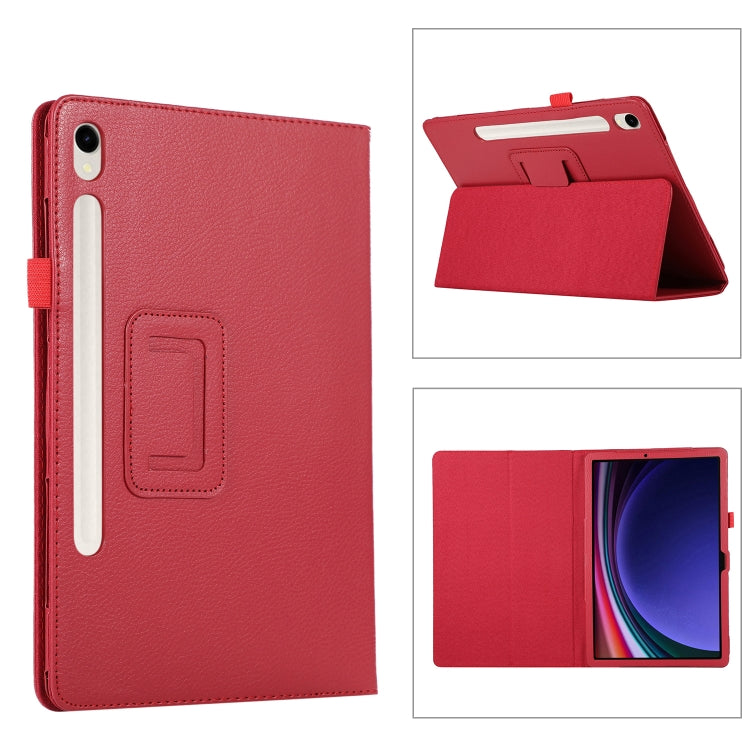 For Samsung Galaxy Tab S9 Ultra Litchi Texture Leather Tablet Case with Holder(Red) - Other Galaxy Tab PC by PMC Jewellery | Online Shopping South Africa | PMC Jewellery | Buy Now Pay Later Mobicred