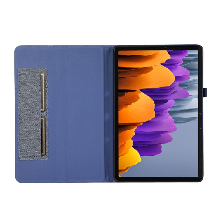 For Samsung Galaxy Tab S10 FE / S9 FE Fabric Texture Horizontal Flip Leather Tablet Case(Dark Blue) - Other Galaxy Tab PC by PMC Jewellery | Online Shopping South Africa | PMC Jewellery | Buy Now Pay Later Mobicred