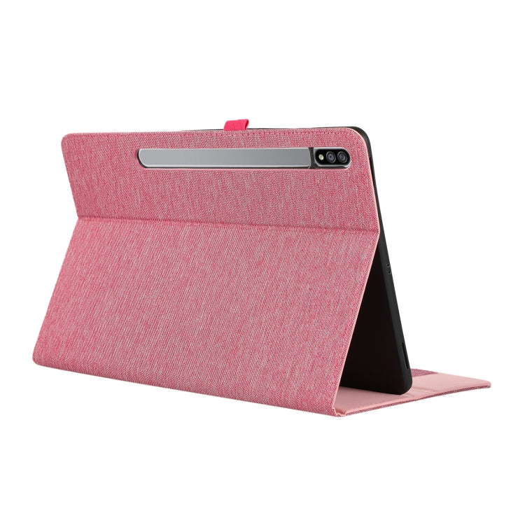 For Samsung Galaxy Tab S9 Horizontal Flip TPU + Fabric PU Leather Tablet Case(Rose Red) - Galaxy Tab S9 Cases by PMC Jewellery | Online Shopping South Africa | PMC Jewellery | Buy Now Pay Later Mobicred