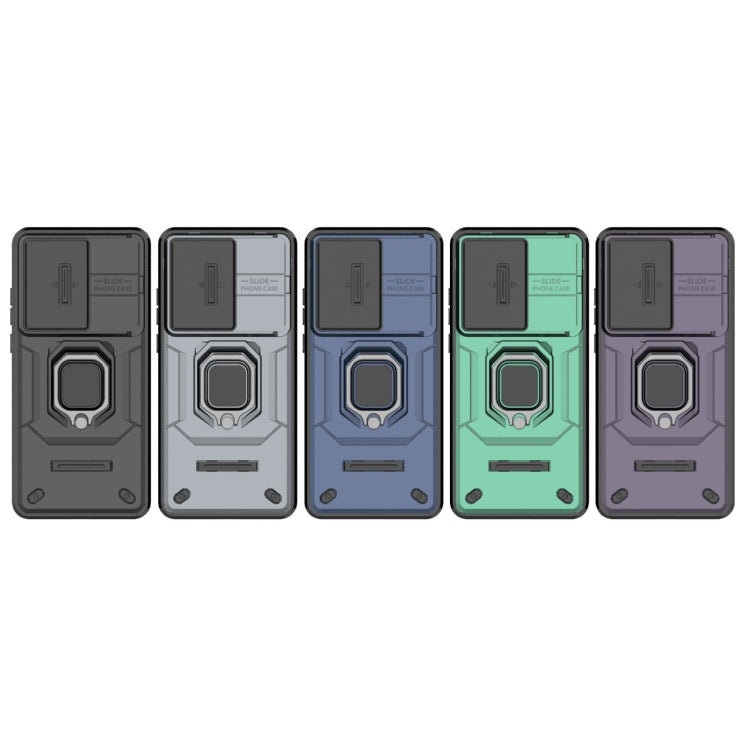 For OnePlus Nord CE3 5G Sliding Camshield TPU + PC Shockproof Phone Case with Holder(Blue) - OnePlus Cases by PMC TechLife | Online Shopping South Africa | PMC TechLife | Buy Now Pay Later Mobicred