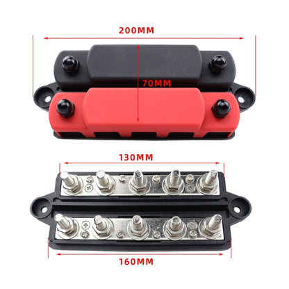 CP-4132 RV / Yacht M6 5-stud Double Row Busbar(Red Black) - Fuse by PMC Jewellery | Online Shopping South Africa | PMC Jewellery | Buy Now Pay Later Mobicred