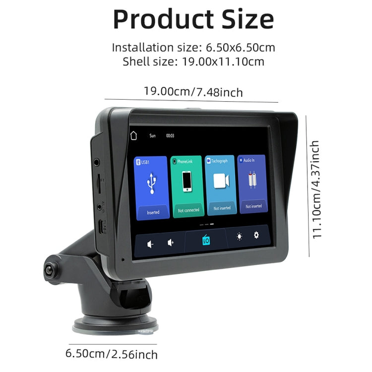 B5570 SunShade Style Car MP5 Player 7 inch Wireless CarPlay, Support Mobile Phone Interconnection - Car MP3 & MP4 & MP5 by PMC Jewellery | Online Shopping South Africa | PMC Jewellery | Buy Now Pay Later Mobicred