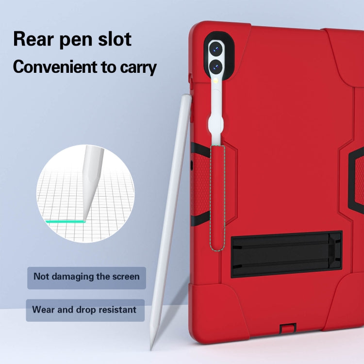 For Samsung Galaxy Tab S9+ Contrast Color Silicone PC Tablet Case with Holder(Red + Black) - Galaxy Tab S9+ Cases by PMC Jewellery | Online Shopping South Africa | PMC Jewellery | Buy Now Pay Later Mobicred