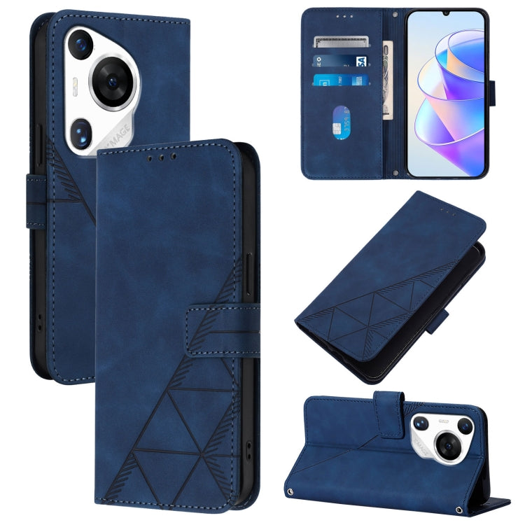 For Huawei Pura 70 Pro Crossbody 3D Embossed Flip Leather Phone Case(Blue) - Huawei Cases by PMC Jewellery | Online Shopping South Africa | PMC Jewellery | Buy Now Pay Later Mobicred